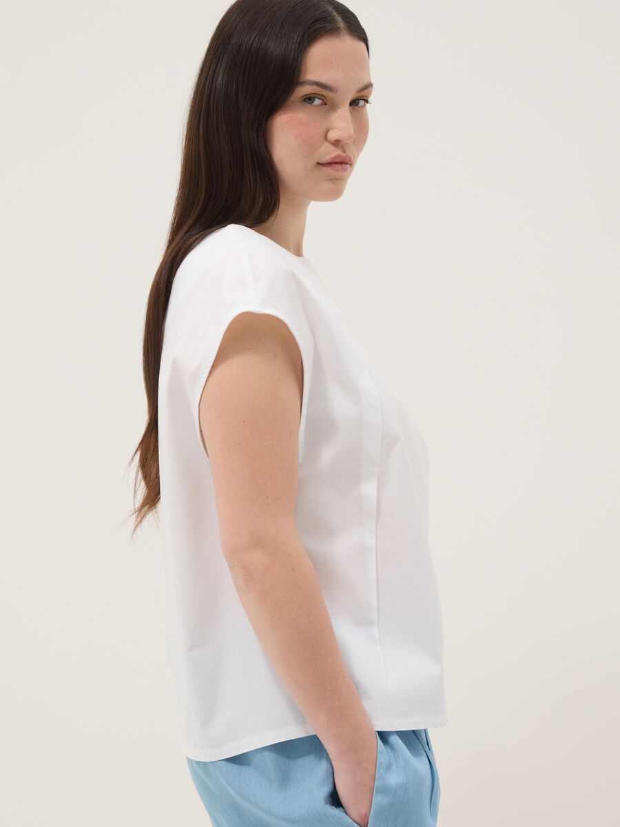 Wei&szlig;e Bluse aus Stretch-Baumwolle_0