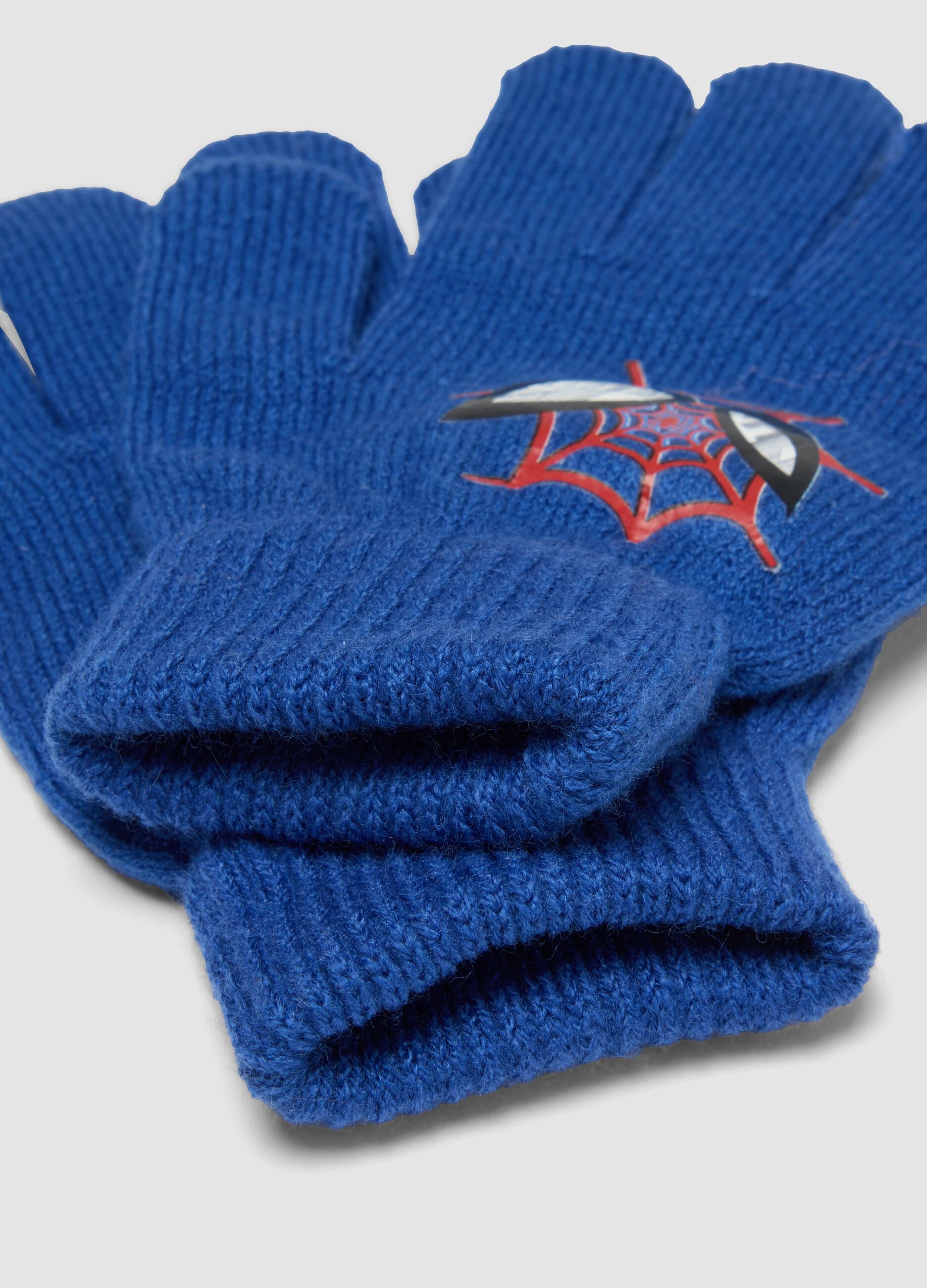 Blue gloves with MARVEL Spider-Man print