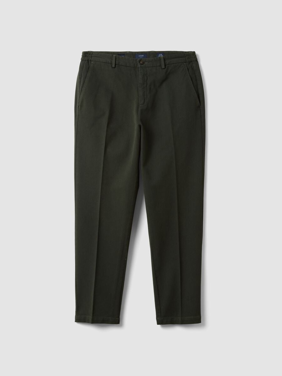 Pantaloni chino verdi in cotone e modal elasticizzato_0