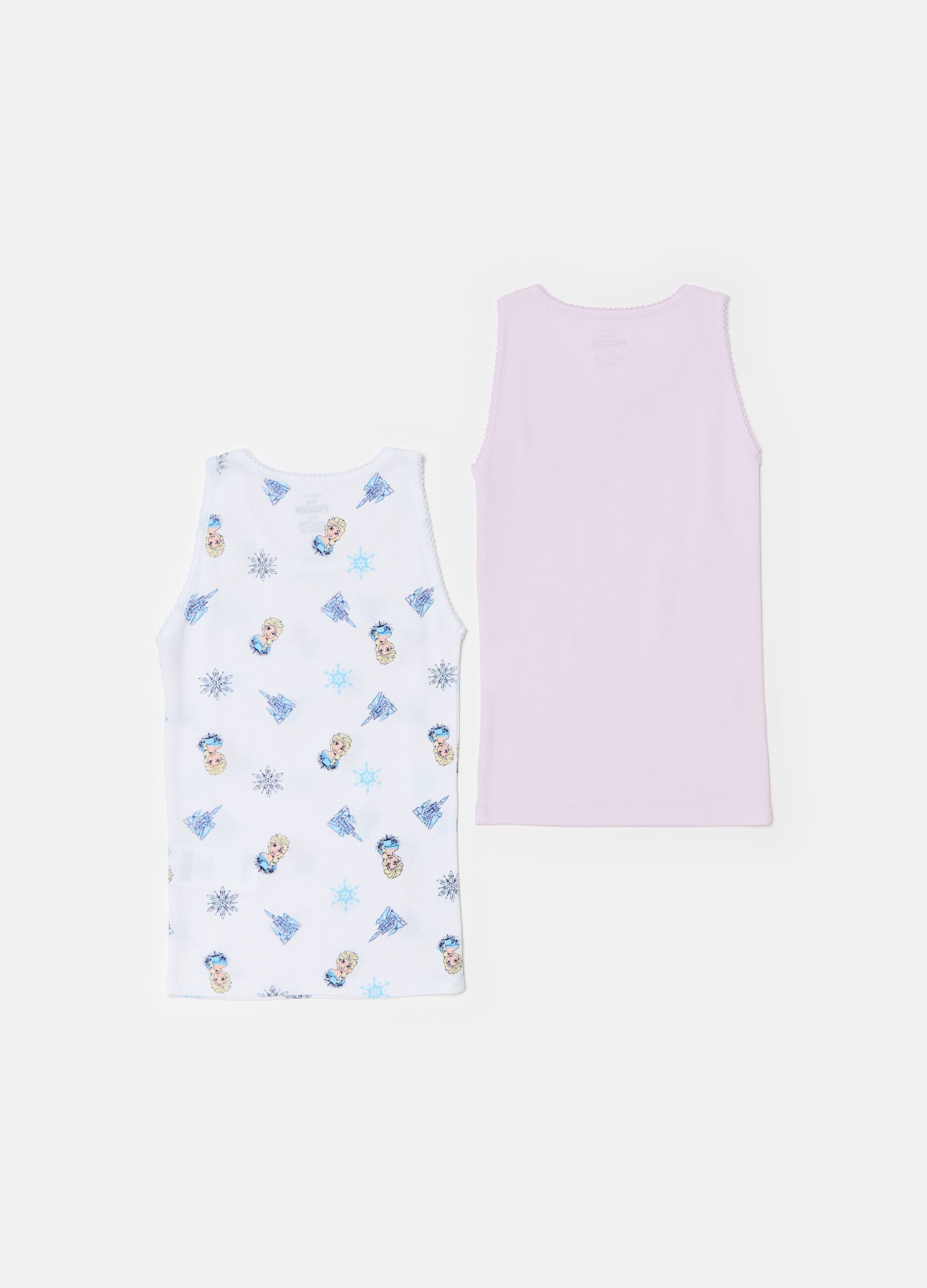 Two-pack organic cotton vests with Elsa print