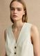 Beige Weste in Slim Fit aus Viskose-Leinen-Mix_1