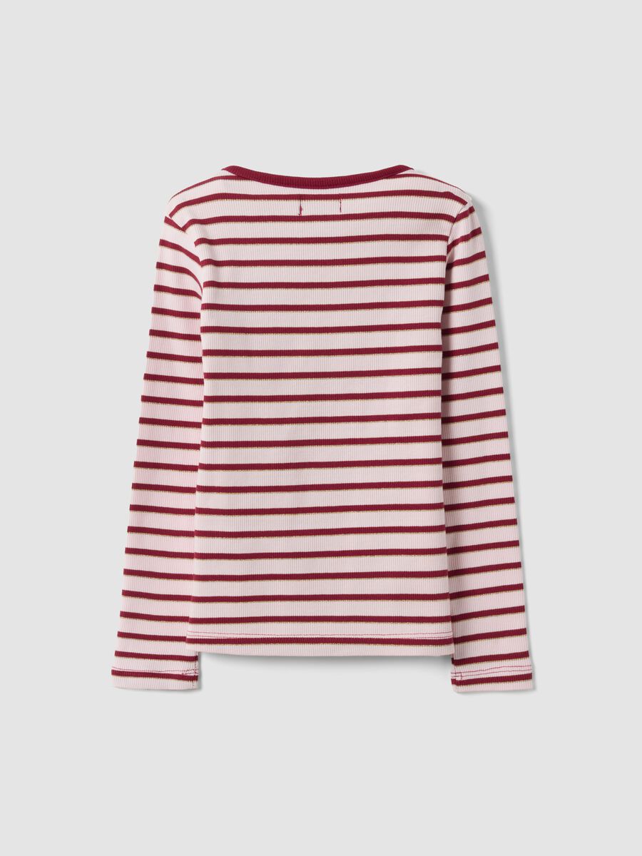 Girls&rsquo; multicolour striped stretch-cotton T-shirt with embroidery_1