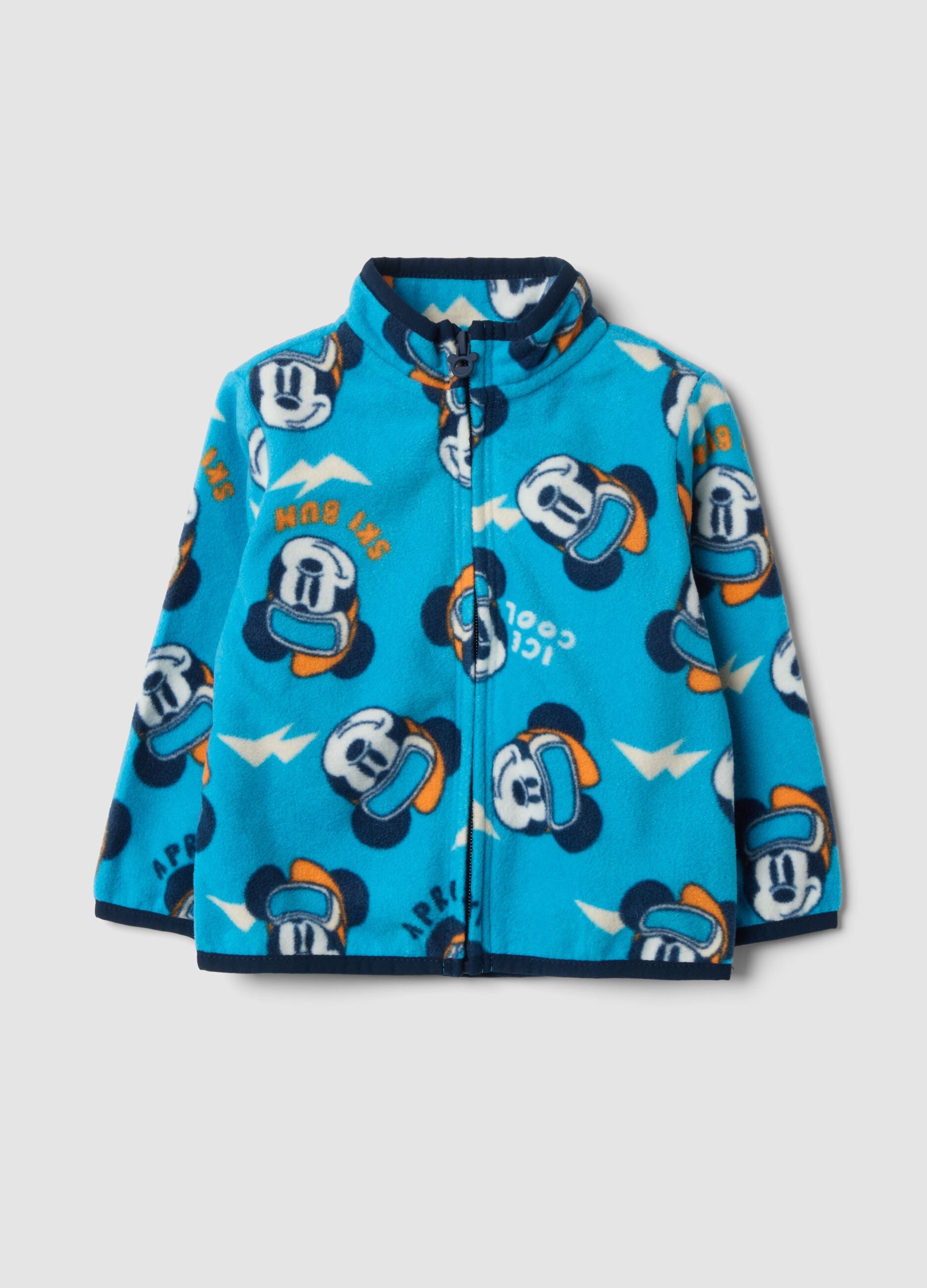 Ocean-blue crew-neck sweatshirt with Mickey print