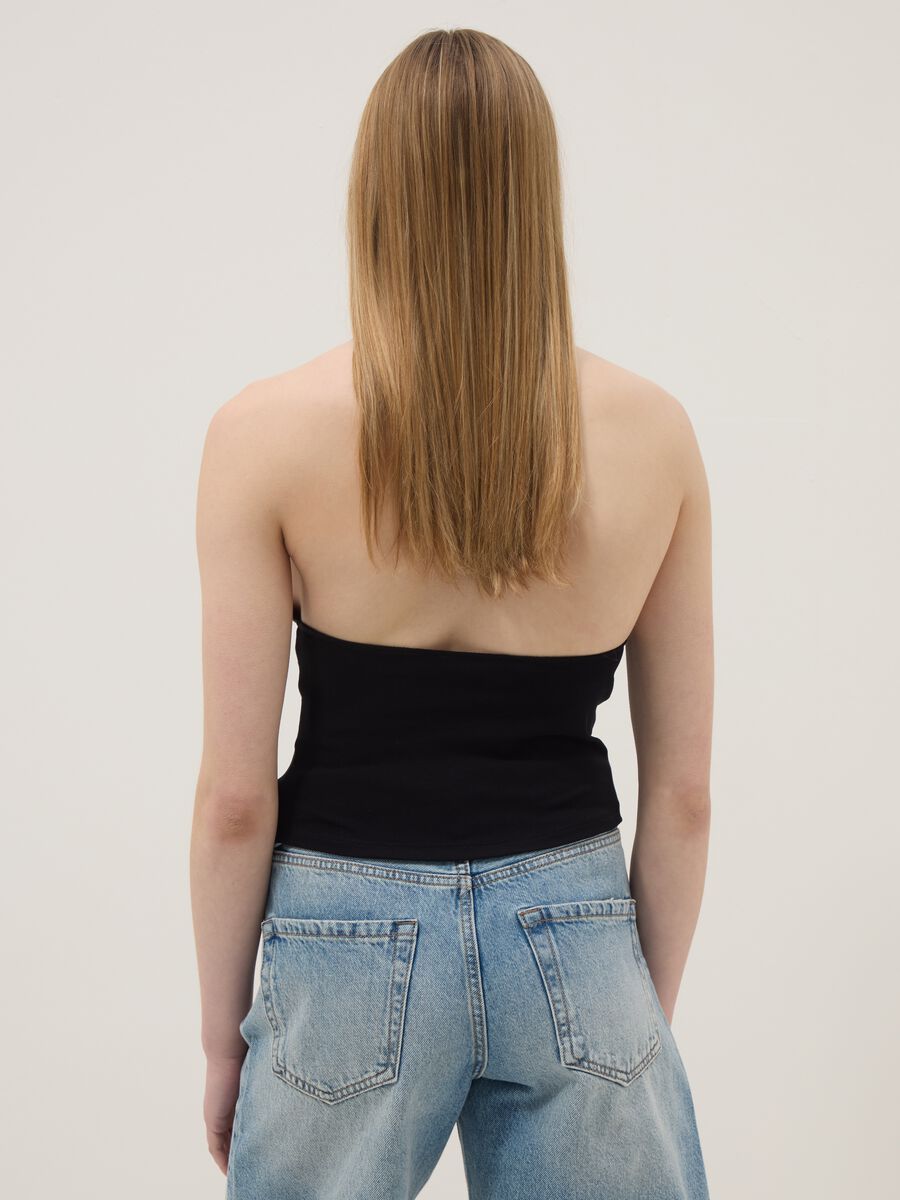 Schwarzes Regular-Fit-Tanktop aus Stretch-Baumwolle mit tiefem Ausschnitt_3