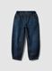 Jogger denim blu in misto cotone e viscosa con vita elasticizzata relaxed fit_0