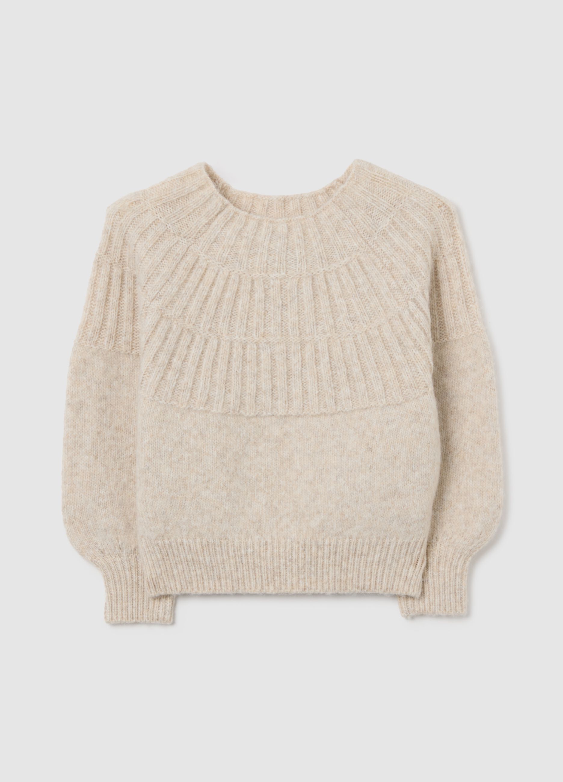 Girl's Beige Regular Fit Jumper