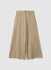 Beige straight trousers in twill and stretch cotton_4