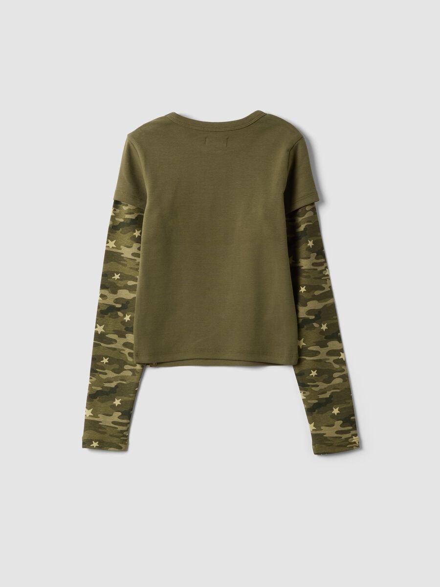 Green stretch cotton slim-fit T-shirt with ribbed neckline_1