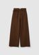 Brown Pure Cotton Wide Leg Trousers_4