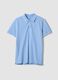 Light blue stretch cotton polo shirt, regular fit_4