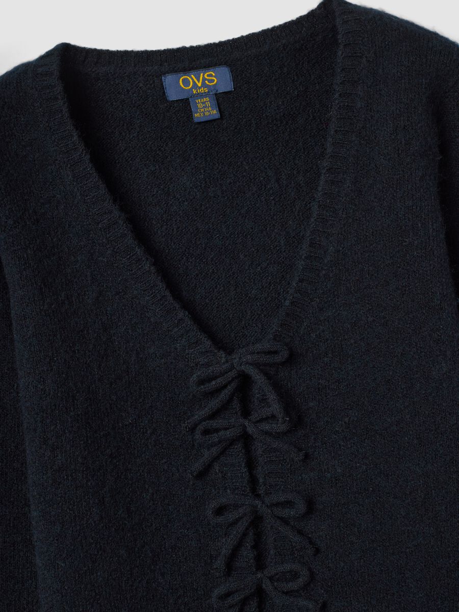 Black stretch wool cardigan, regular fit_2