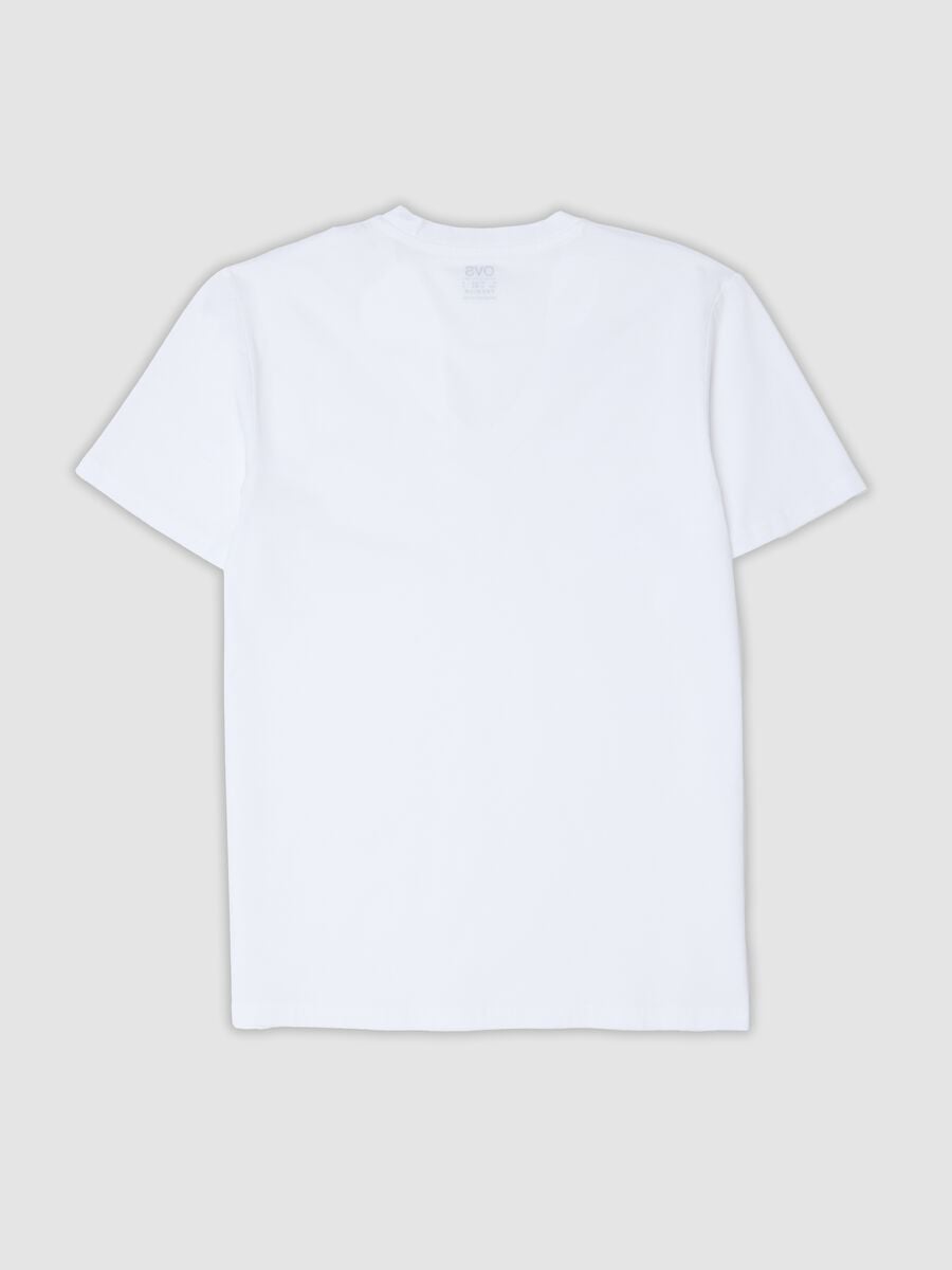 T-shirt branca em algod&atilde;o puro mercerizado com decote em V profundo_2