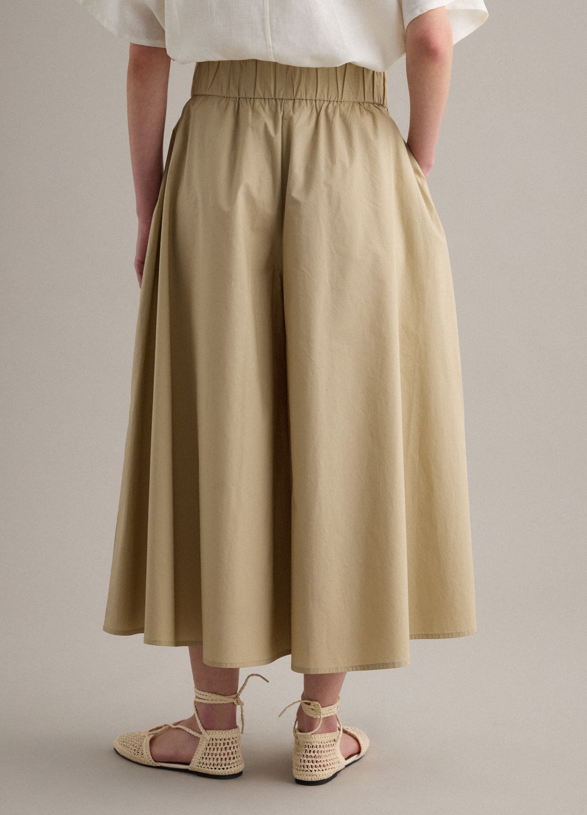 Falda larga beige de algod&oacute;n puro