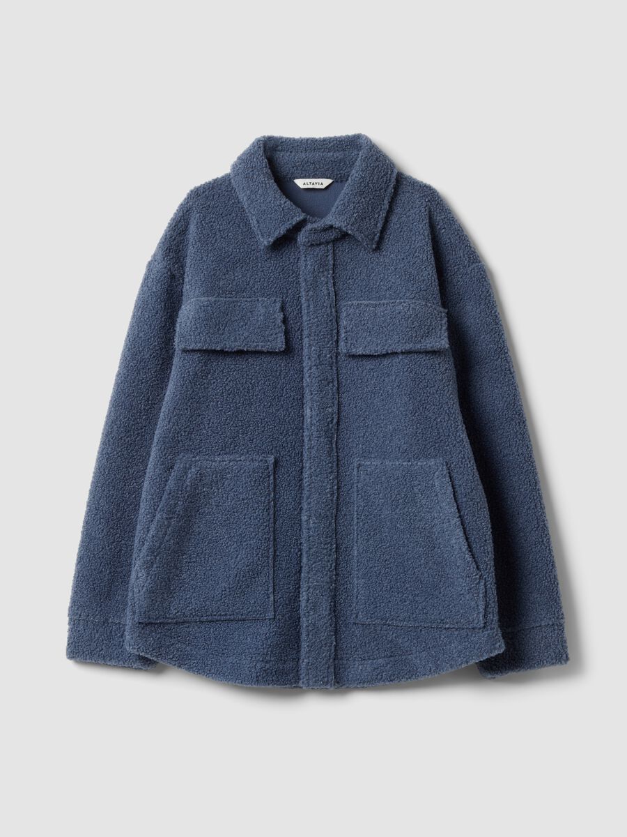 Blue sherpa shacket with buttons, relaxed fit &ndash; ALTAVIA STUDIO_5