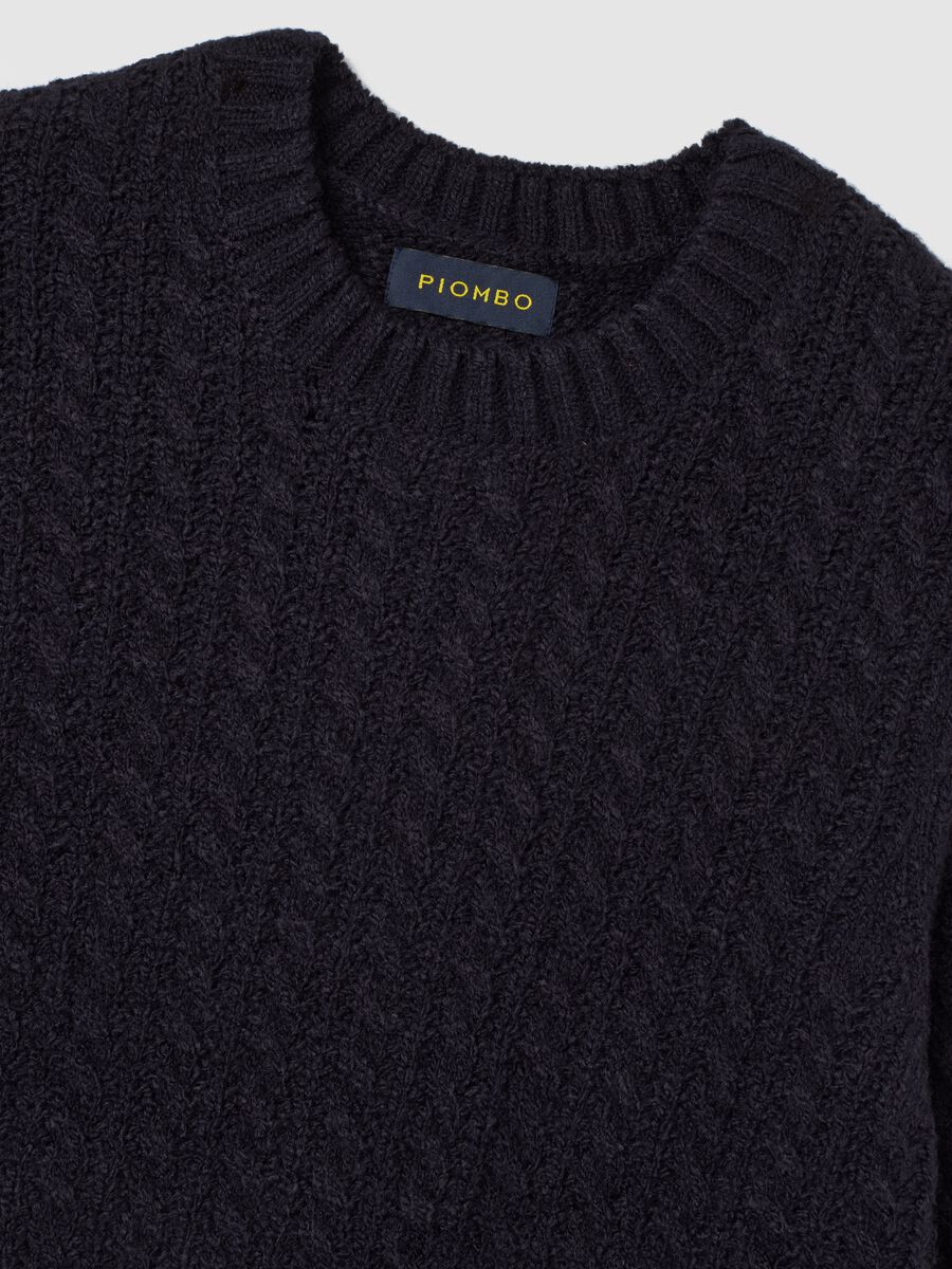 Blue crew neck jumper with jacquard pattern regular fit_5