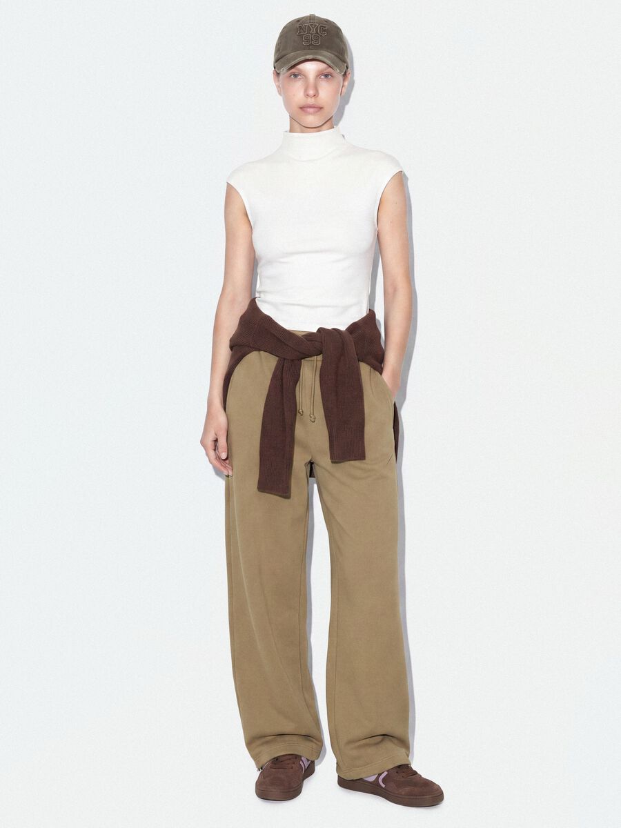 Beige cotton-blend baggy-fit jogger trousers_0