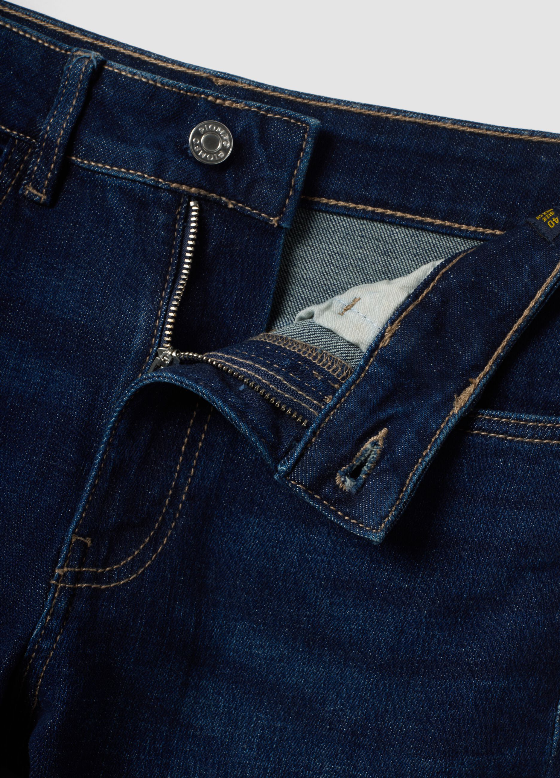 Blue stretch cotton wide-leg jeans
