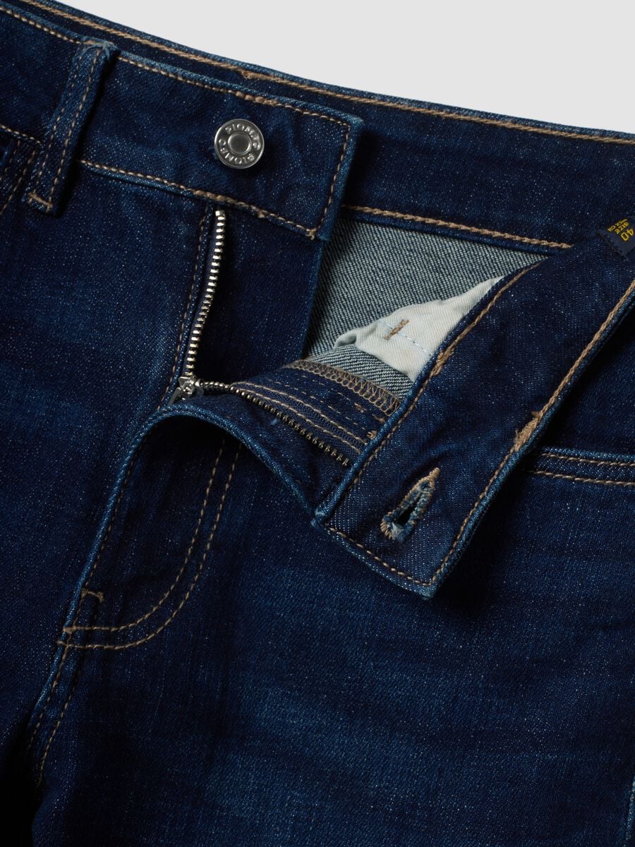Blue stretch cotton wide-leg jeans_5