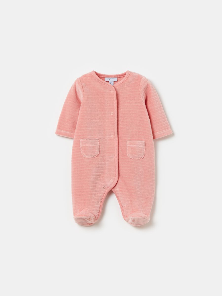 Onesie with feet and striped weave_0