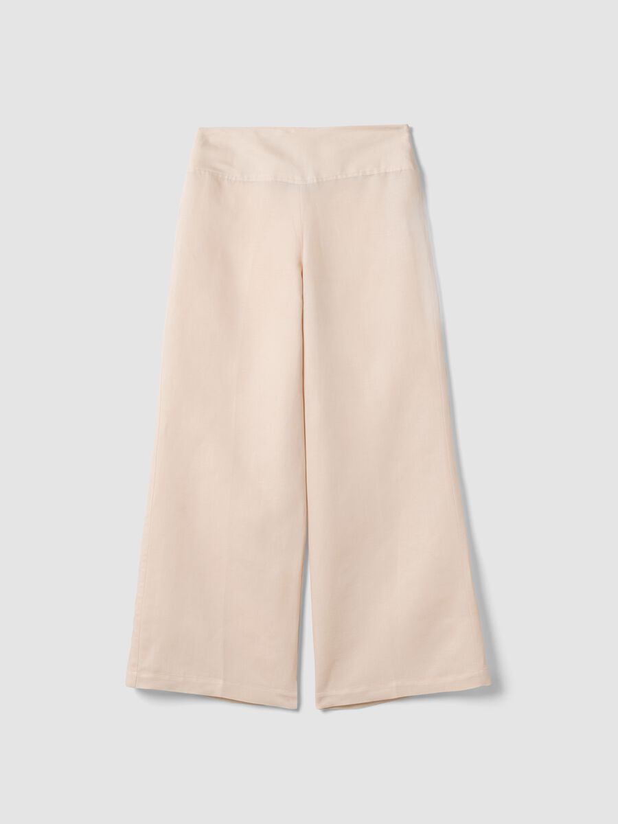 Rosa Wide-Leg-Hose aus Leinen-Viskose-Mix mit seitlichem Reissverschluss_4