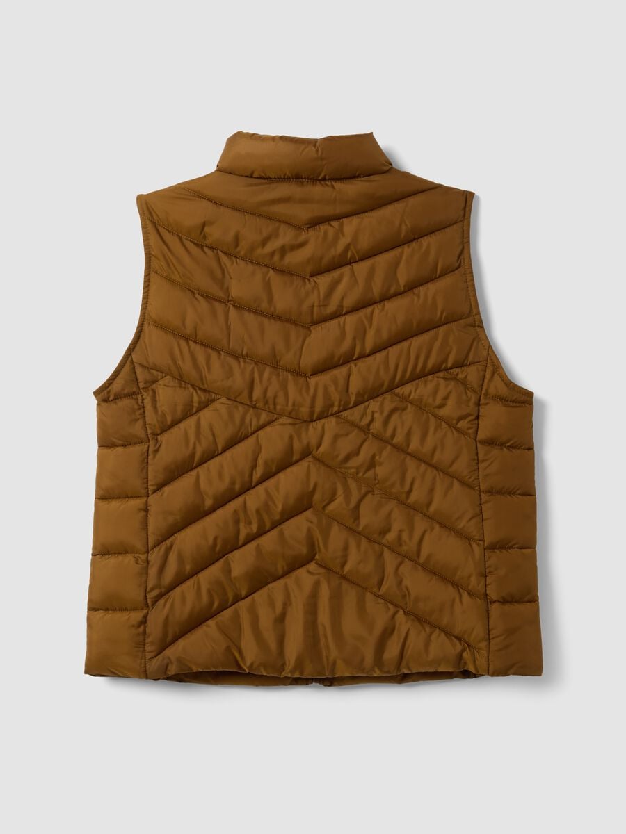 Yellow ultralight quilted gilet with zip and high neck_1