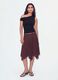 Brown polka-dot skirt in viscose blend with asymmetric hem_0