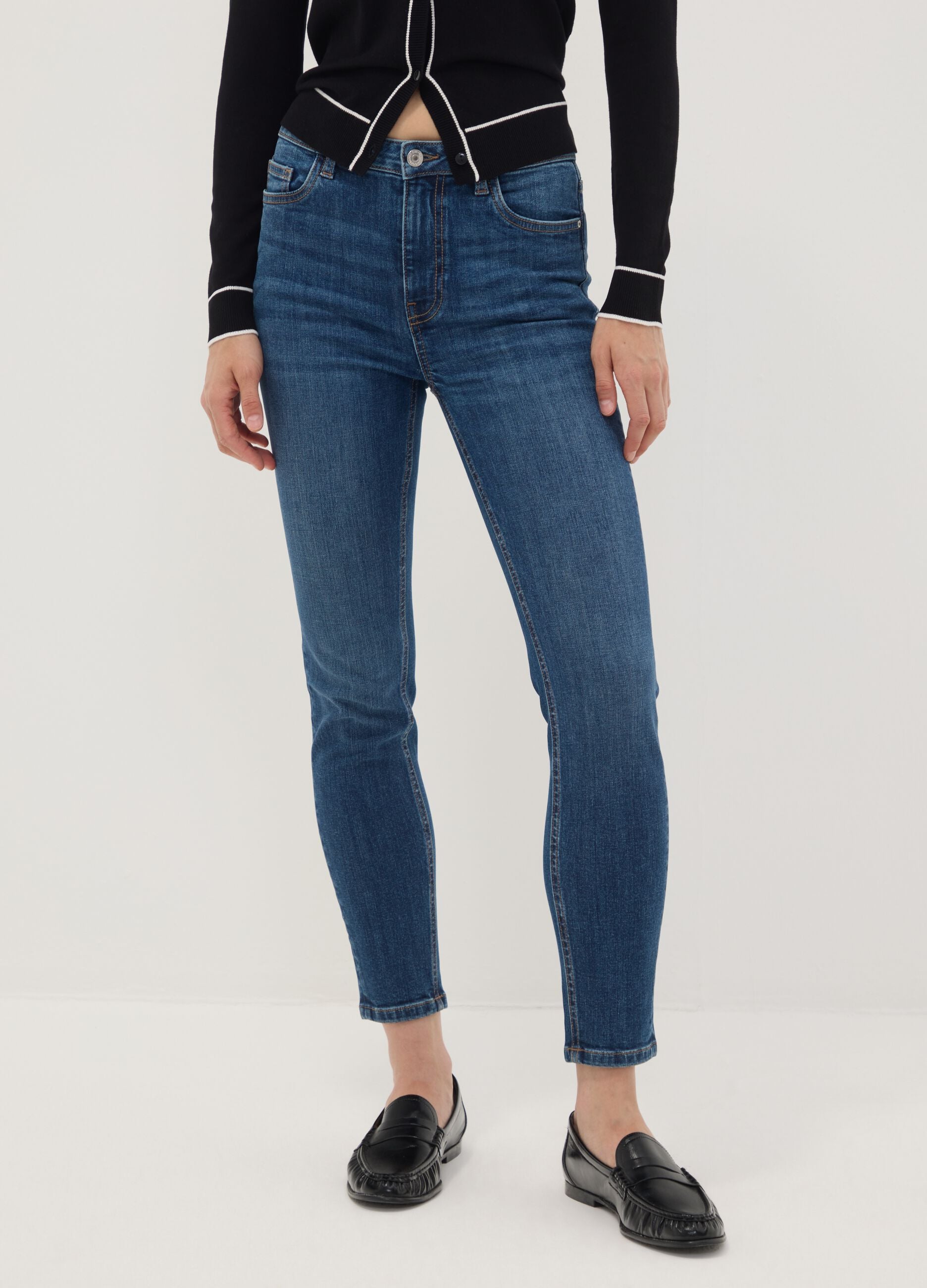 Blue denim skinny-fit jeans in stretch cotton
