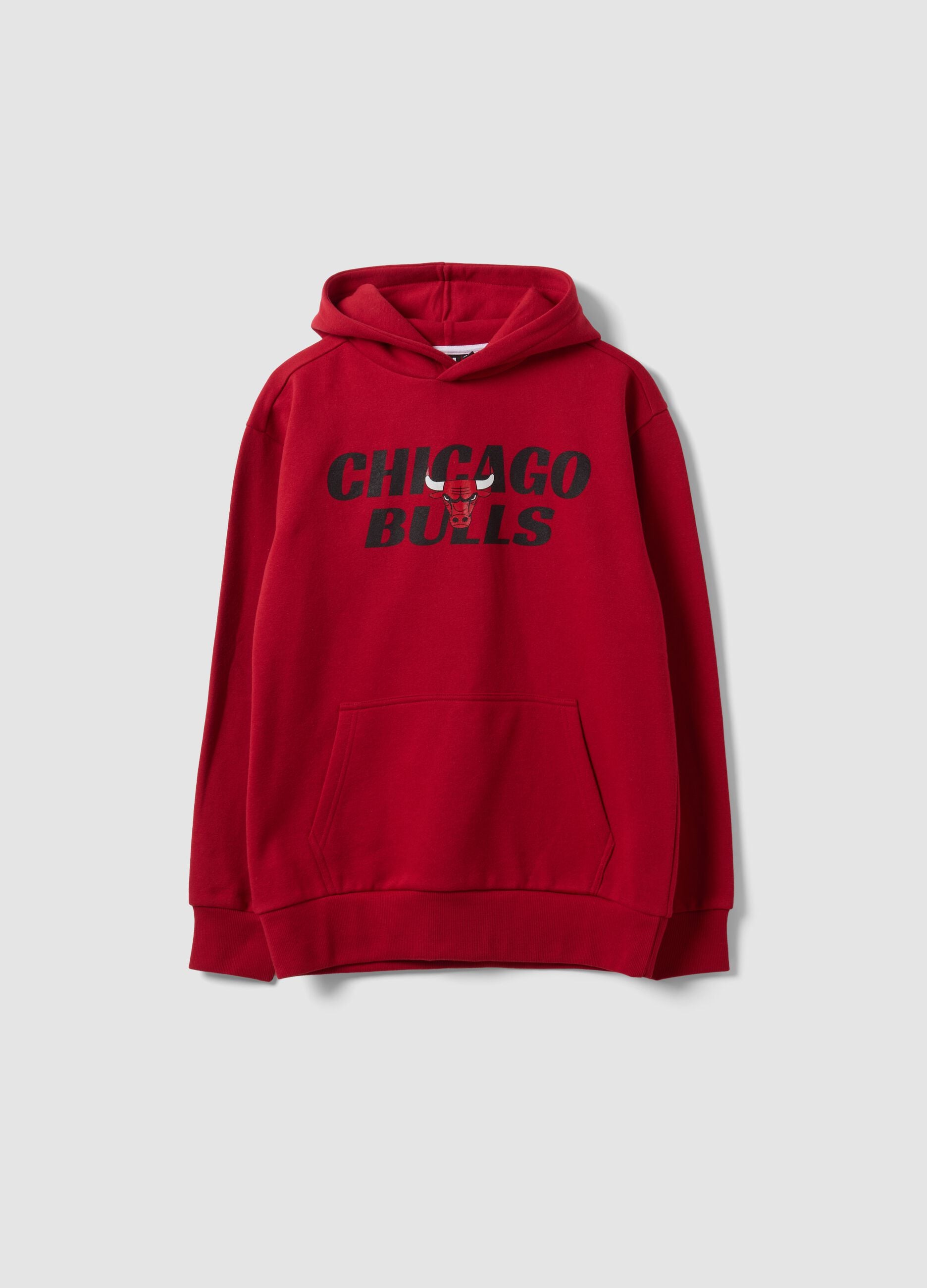 Sweat &agrave; capuche rouge en coton m&eacute;lang&eacute; avec logo Chicago Bulls pour gar&ccedil;on