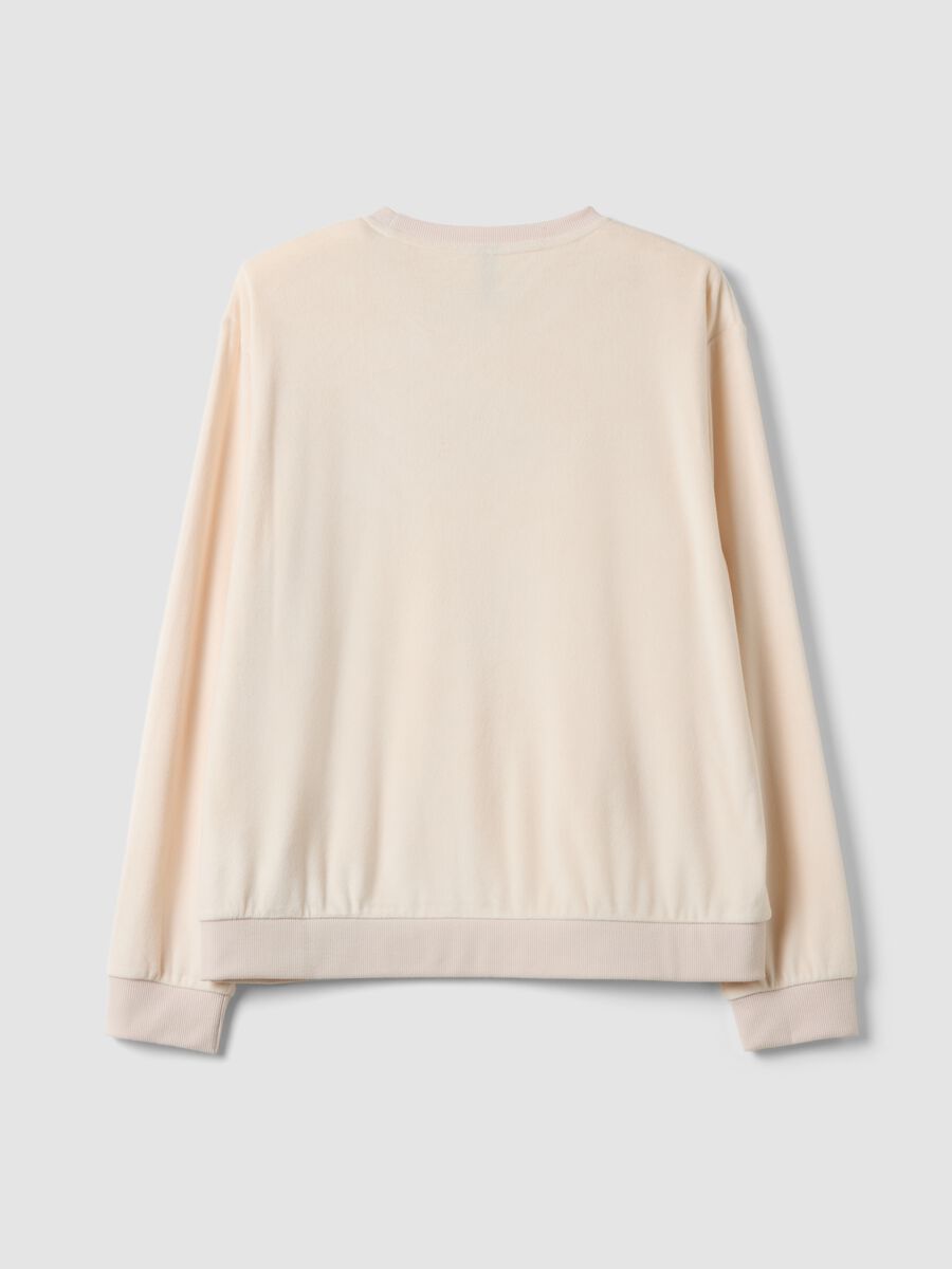 Wei&szlig;es Pyjama-Oberteil aus Stretch-Chenille mit Rundhalsausschnitt_2