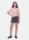Polo crop rosa in cotone elasticizzato a righe regular fit_1