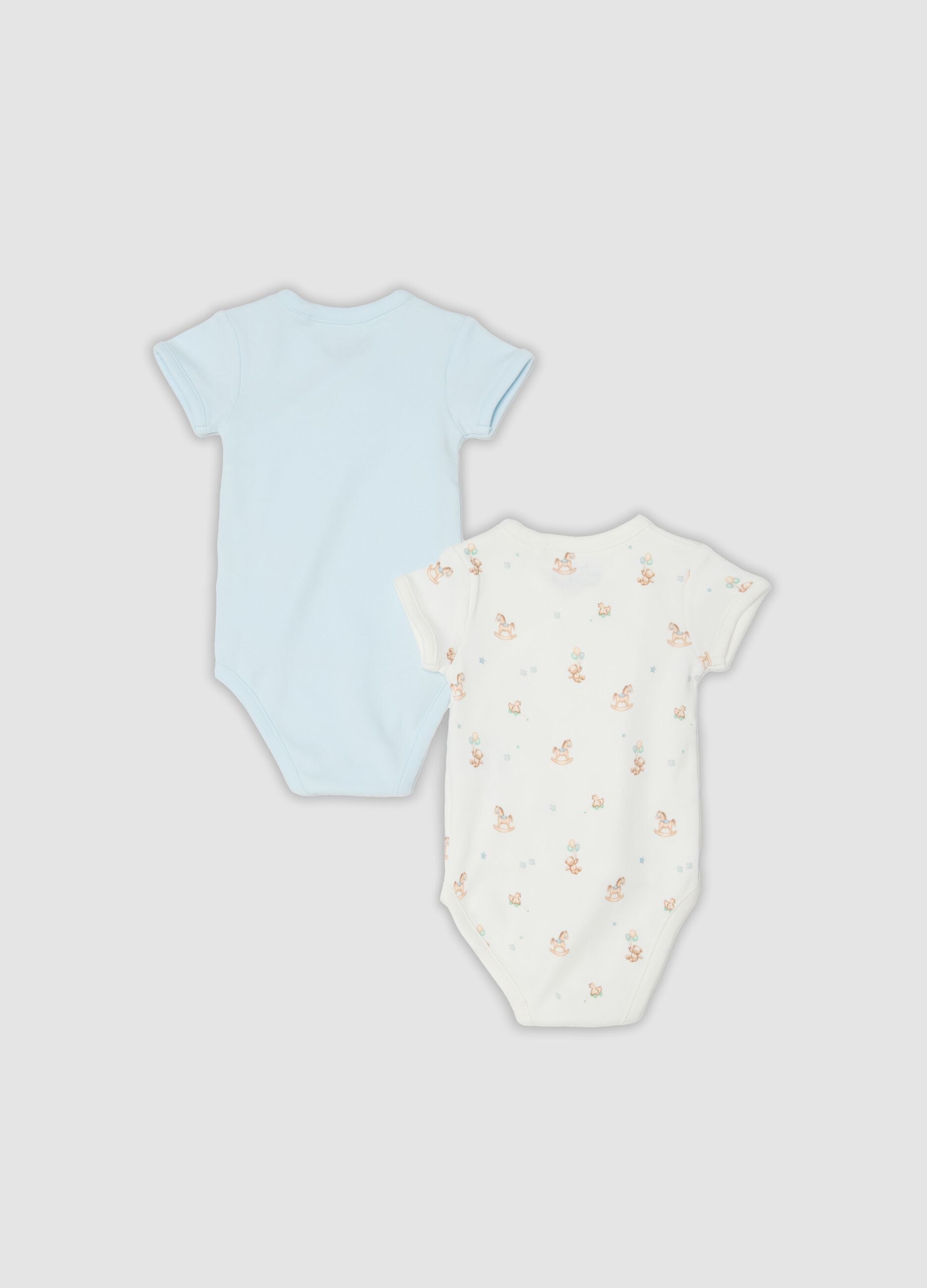 Bipack di body multicolor in puro cotone organico con stampa per neonato