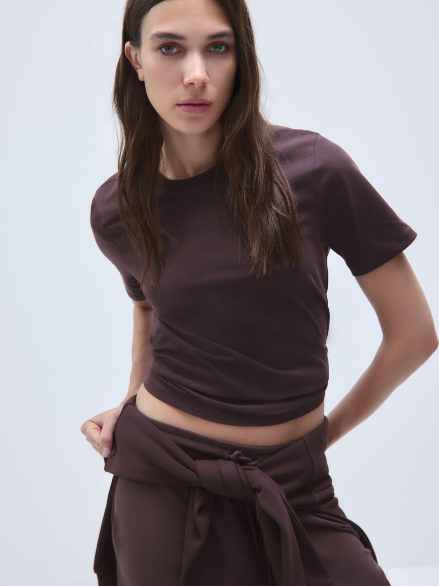 Brown pure cotton T-shirt regular fit_0