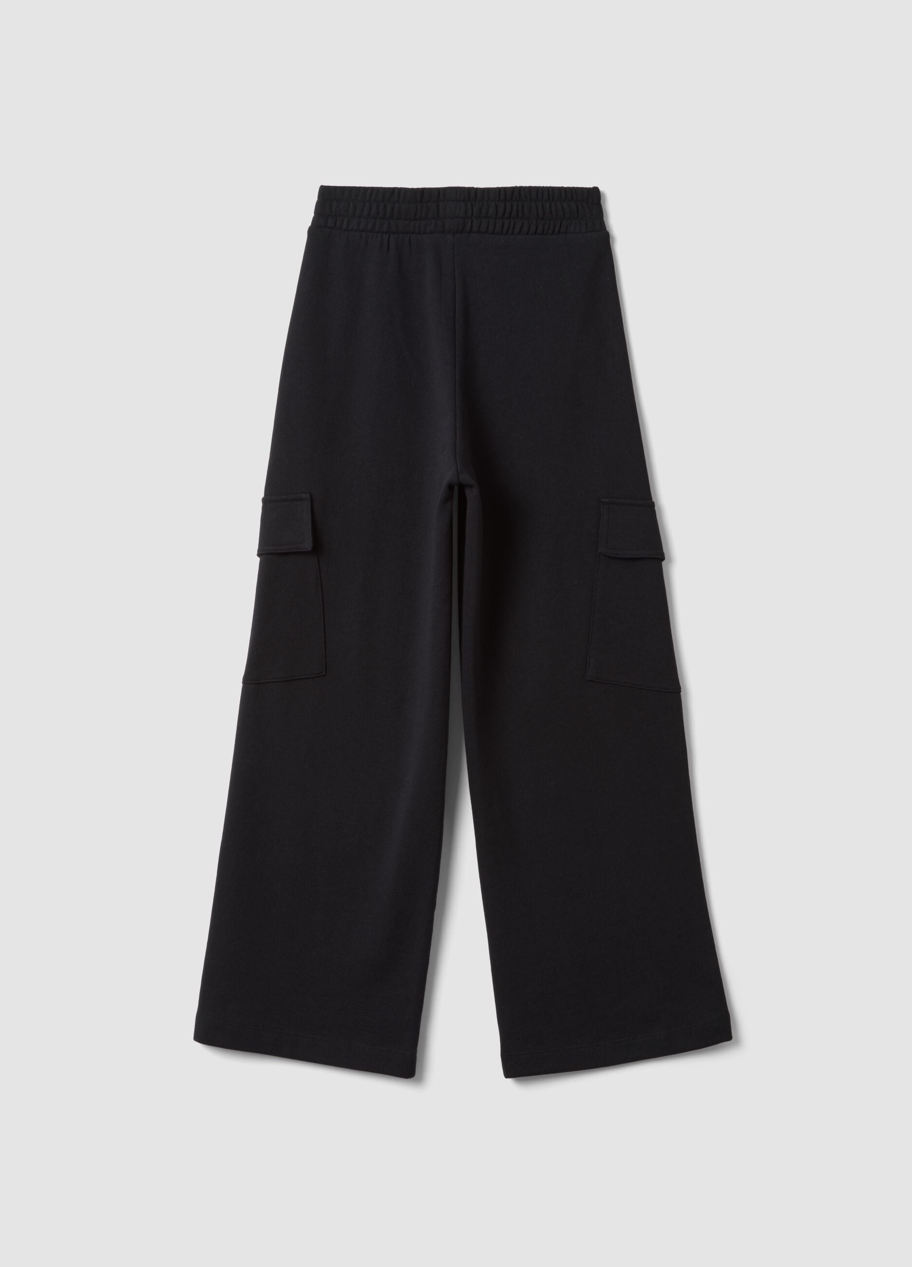 Pantaloni cargo neri culotte in puro cotone per ragazza