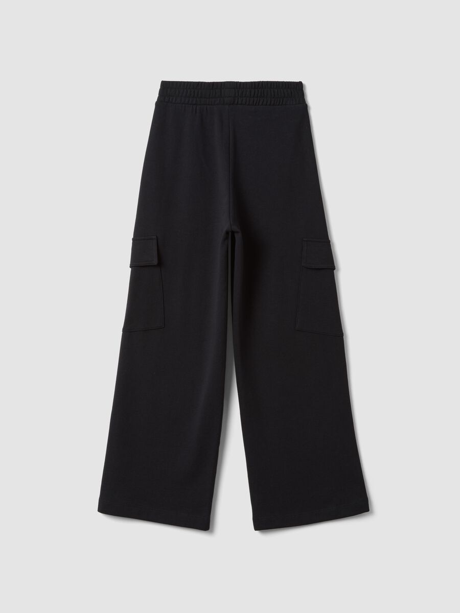 Pantaloni cargo neri culotte in puro cotone per ragazza_5