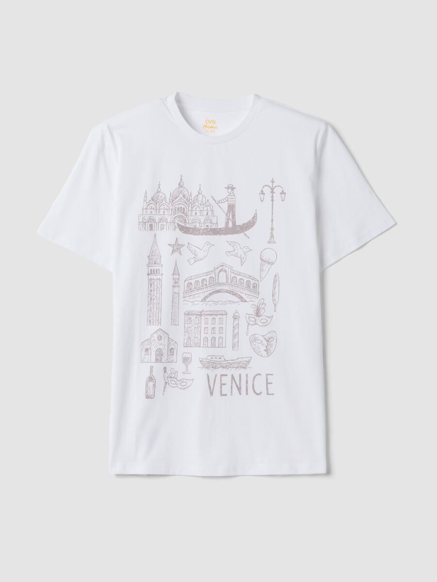 Wei&szlig;es T-Shirt aus reiner Baumwolle mit Print, Regular Fit_4