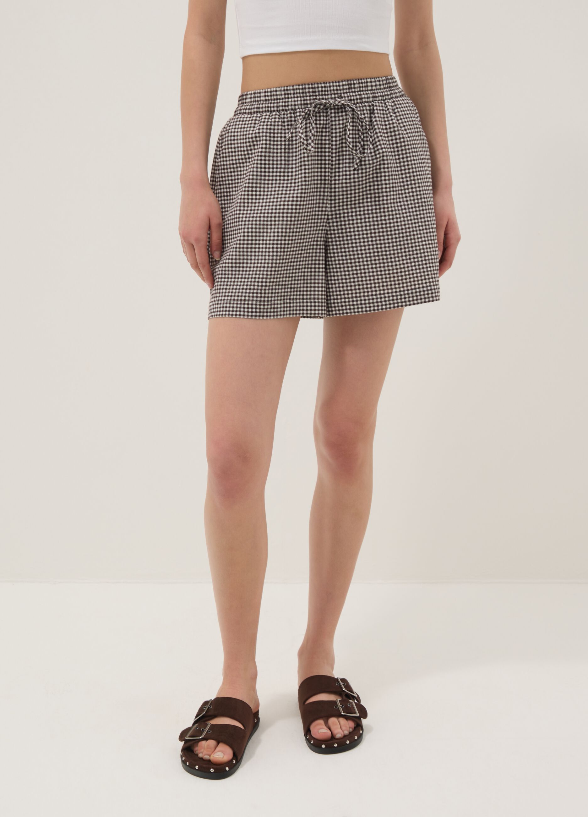 Grey stretch cotton shorts