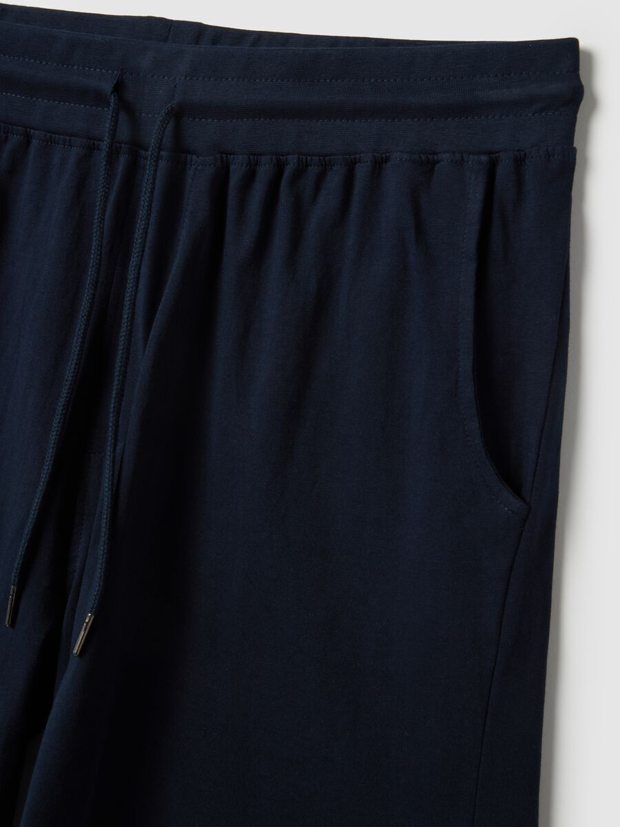 Blue pyjama shorts in pure cotton regular fit_5