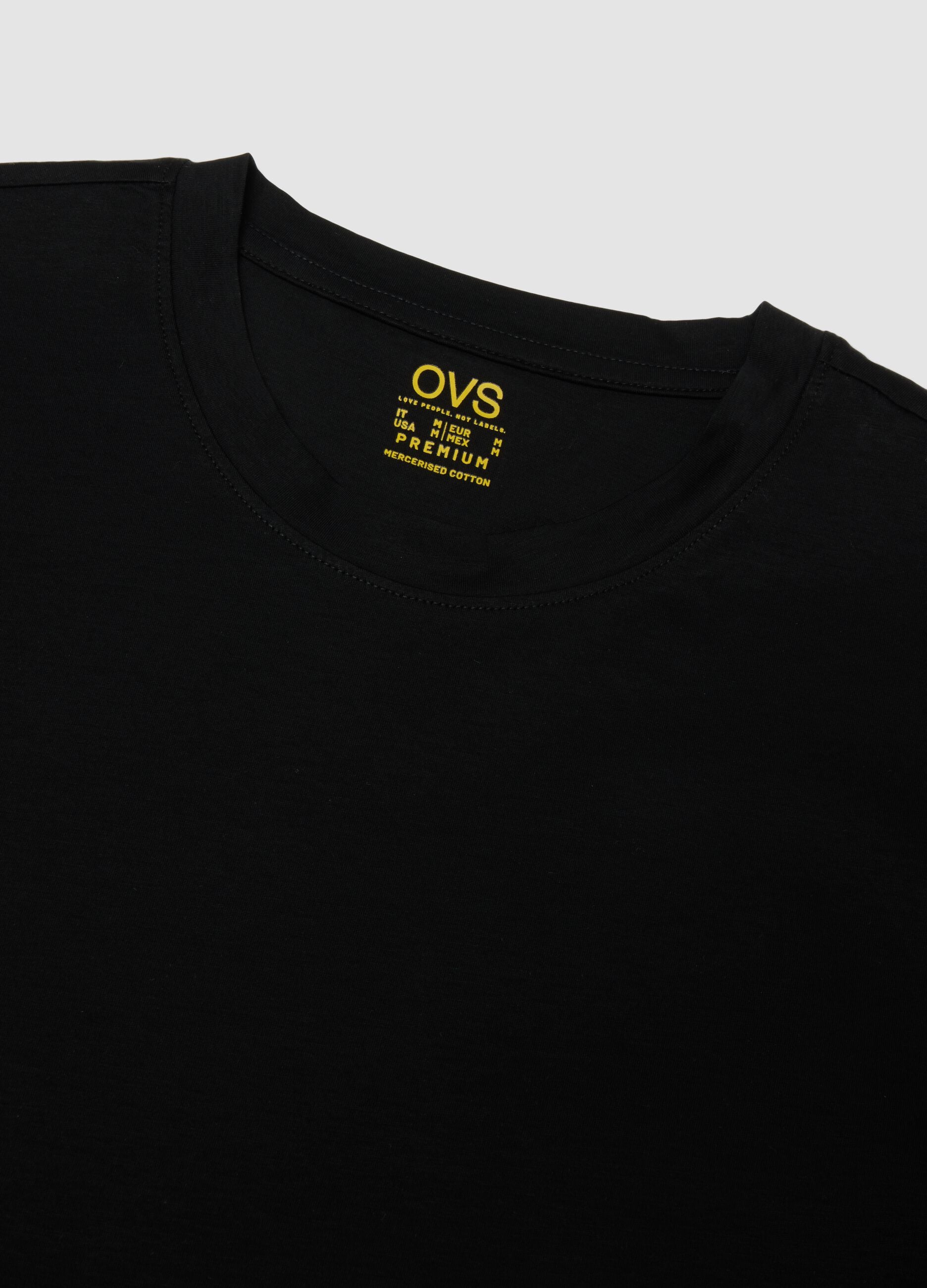 Black crew-neck T-shirt in pure mercerised cotton