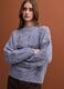 Blau melierter Rundhals-Pullover aus Stretchwolle_0