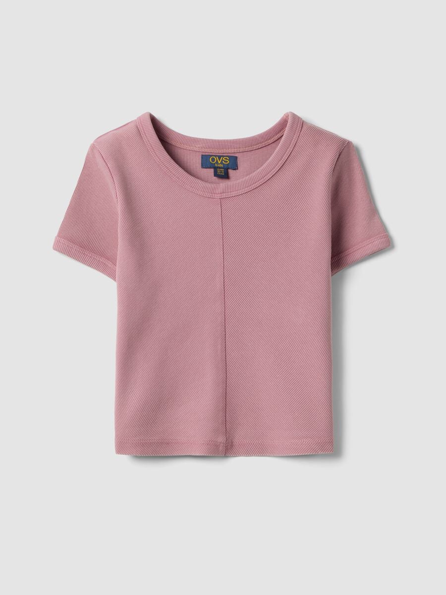 Pink short-sleeve stretch-cotton T-shirt_3