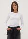 White stretch organic cotton T-shirt with ribbed neck_0