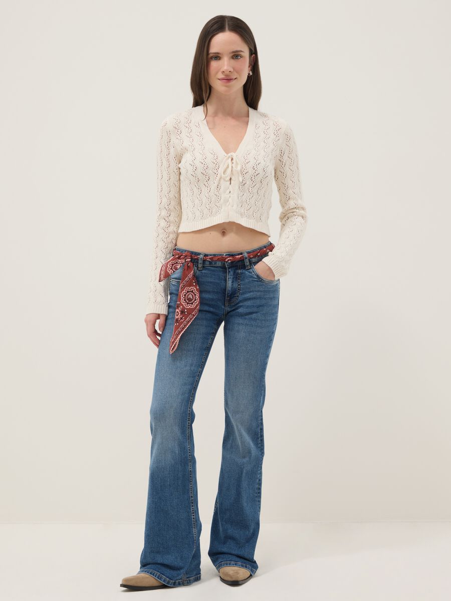 Flared jeans in blue stretch denim cotton_0
