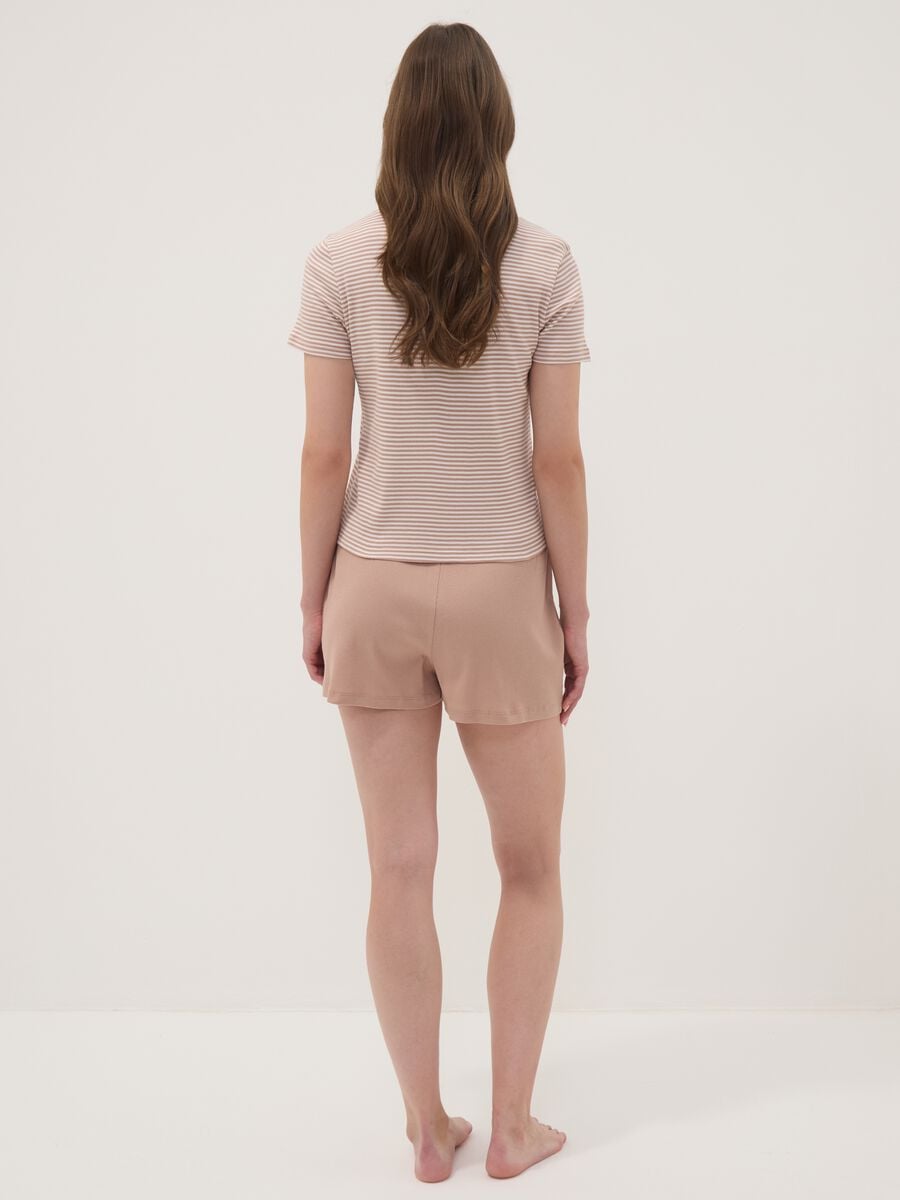 Multicolour pure organic cotton pyjamas with striped T-shirt and shorts_3