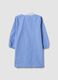Blue gingham nursery apron with zip and animal embroidery_1