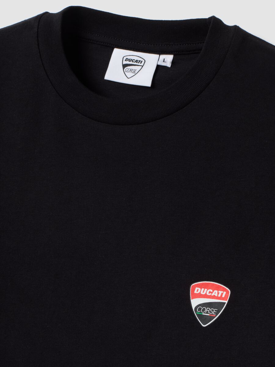 Black pure cotton T-shirt with Ducati print, regular fit_1