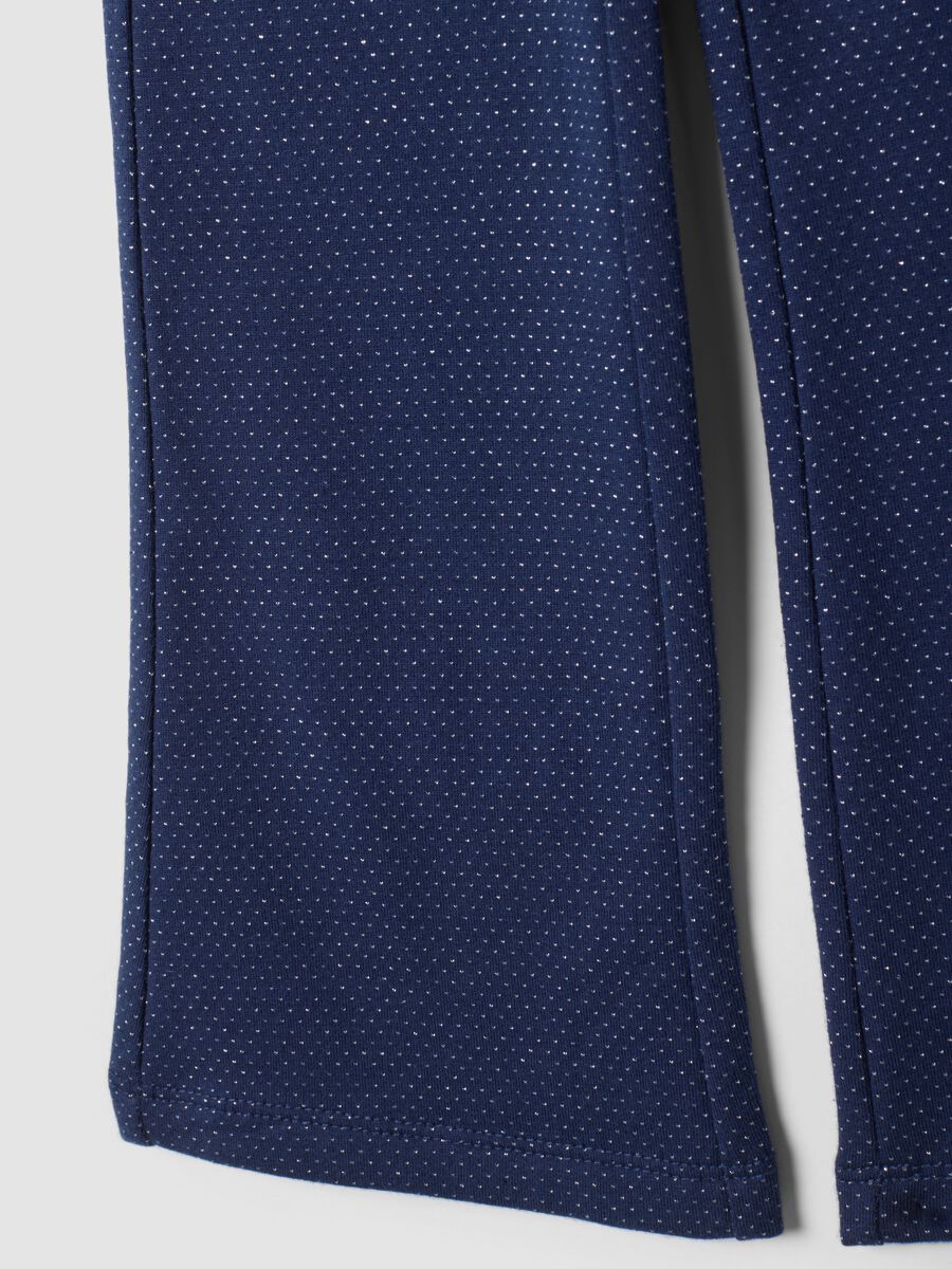 Blue flared stretch cotton leggings_3