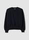 Black crew-neck sweatshirt in cotton-viscose blend fleece, regular fit_0