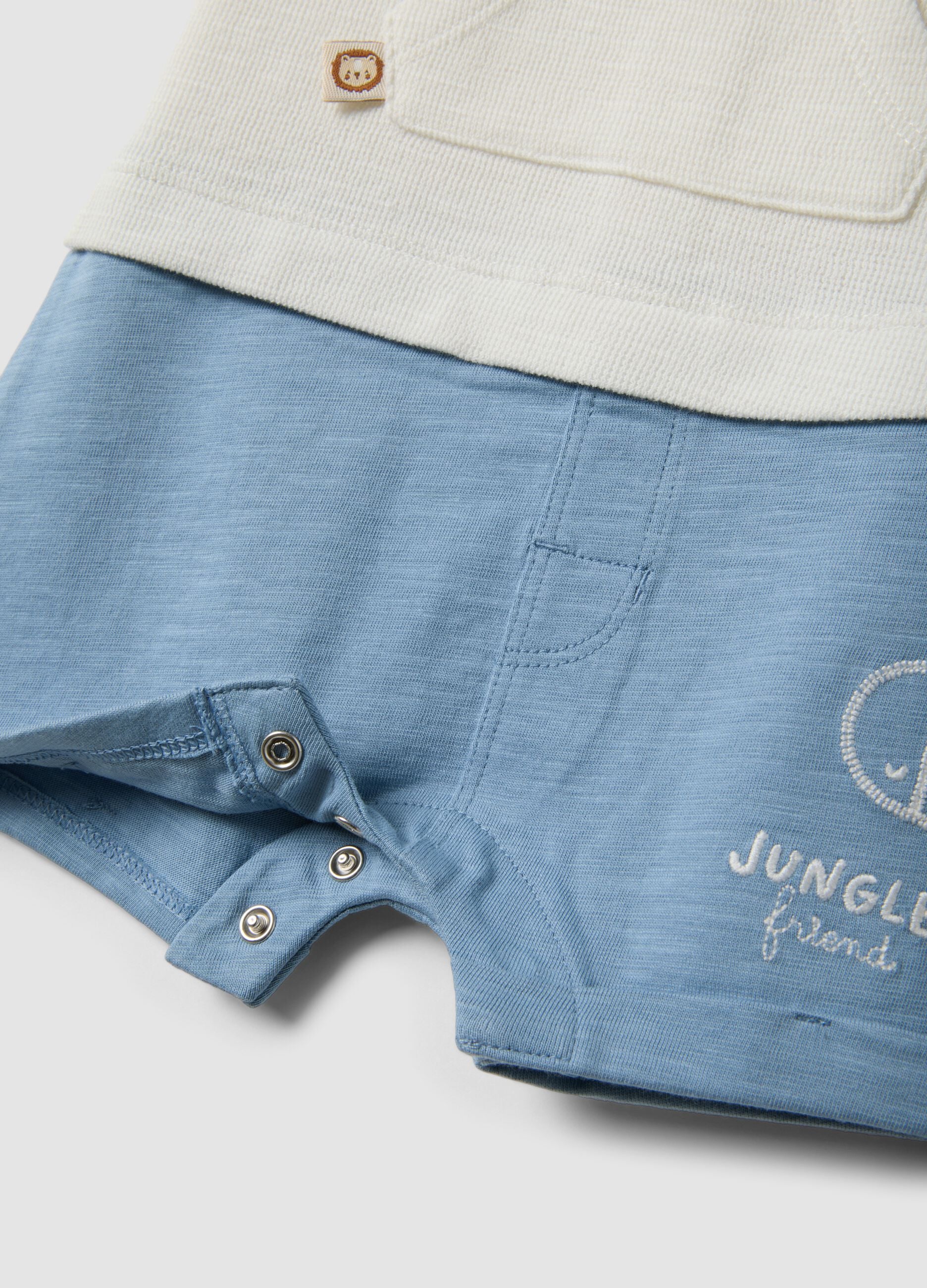 Blue and white pure cotton baby romper