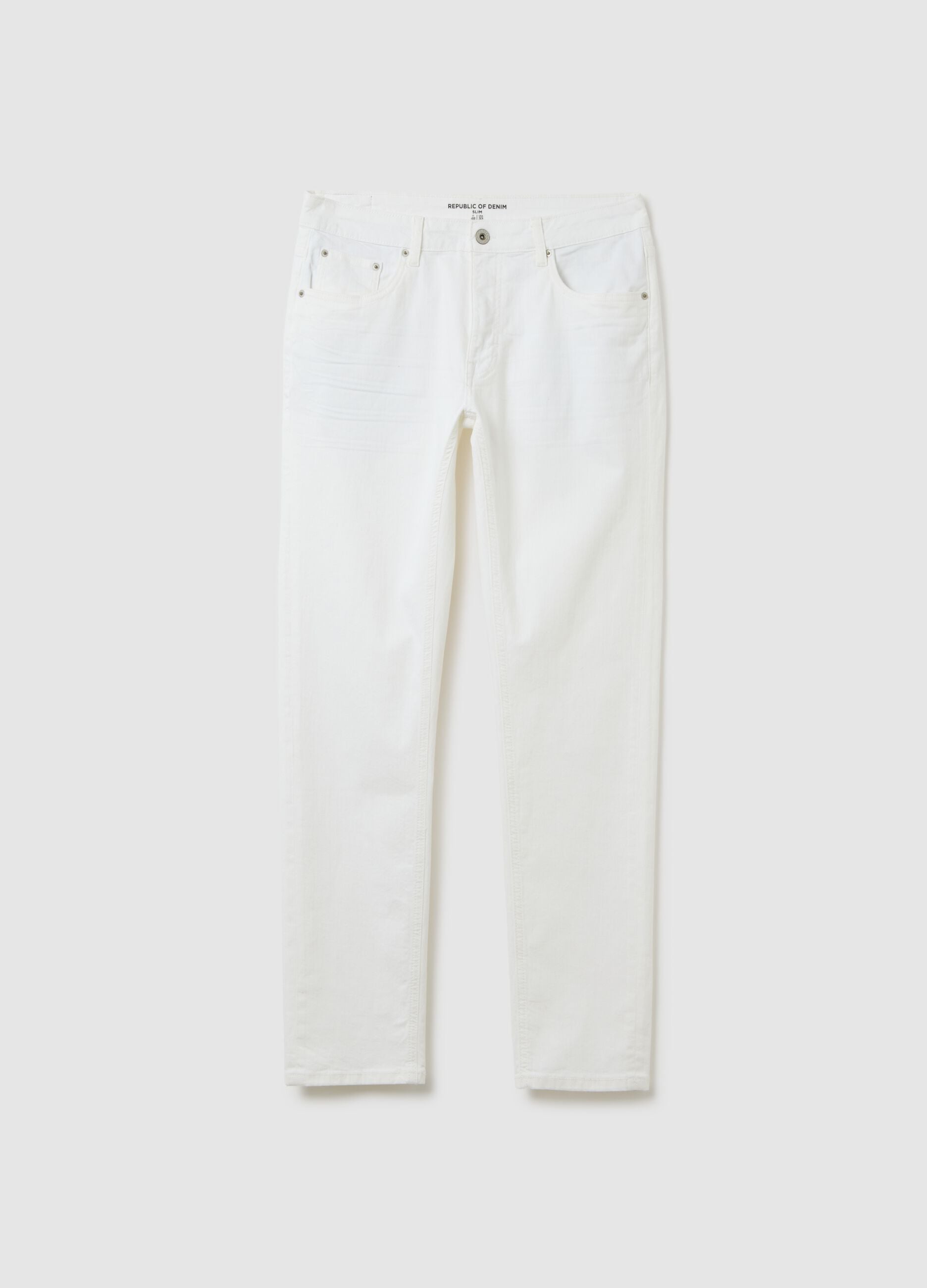 Men&rsquo;s slim-fit white denim jeans