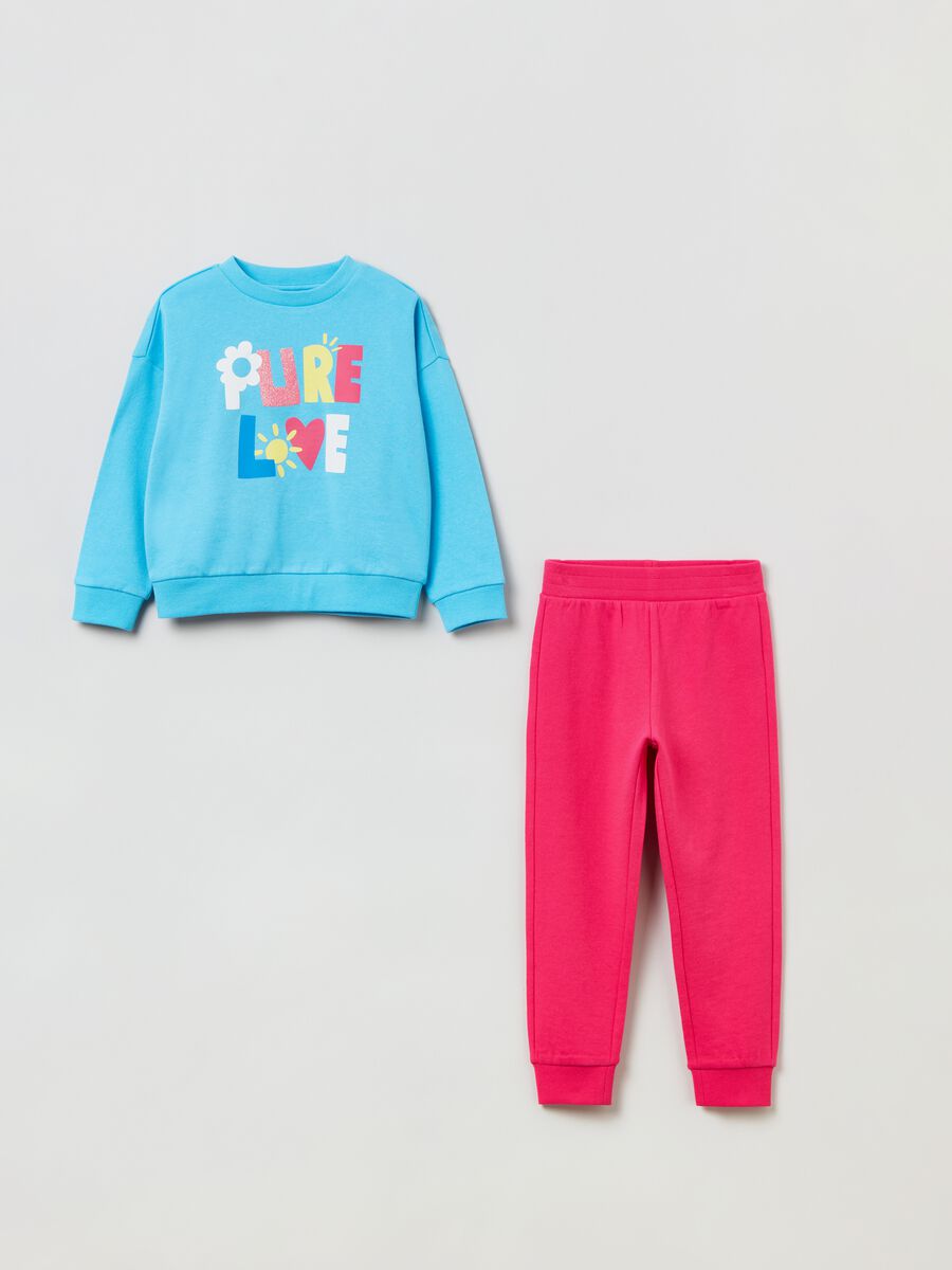 Cotton jogging set with printed lettering_0